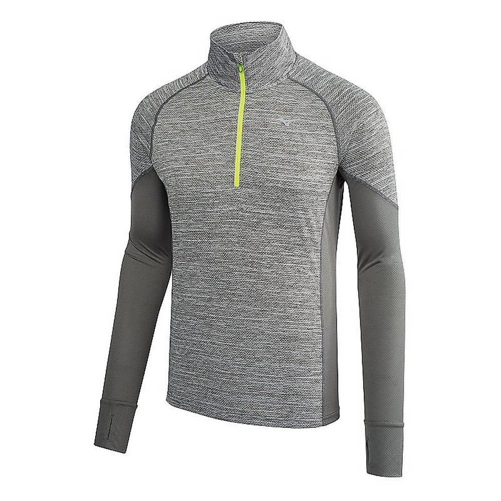 Mizuno Alpha Long Sleeve Half Cipzáros Férfi Futópóló Szürke JTB218594